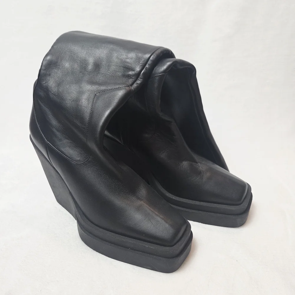 Gia Borghini Texan Leather Platform Knee-High Boots